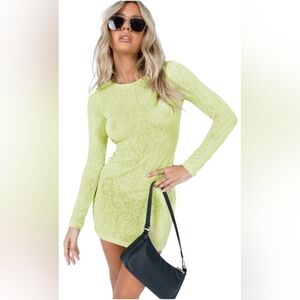 Princess Polly EUC Lime Green Knit Long Sleeve Mini Dress Size XXS